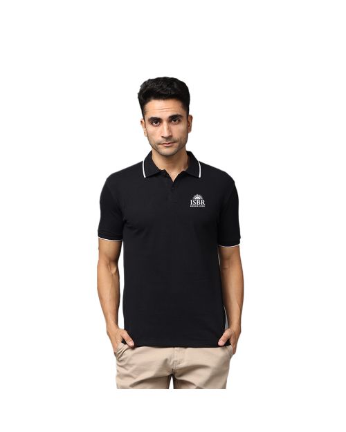 Greys&Blues Pima Collar T-Shirt- Black with White