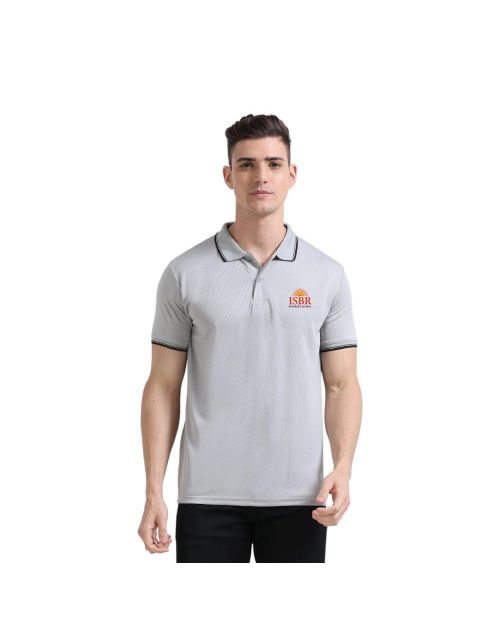 Greys&Blues PrimoKnit Polo Tshirt- Light Grey with Black Tipping