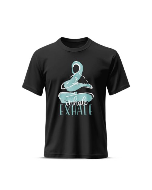 Inhale Exhale Grey's And Blues Pima Round Neck T-Shirt -Black