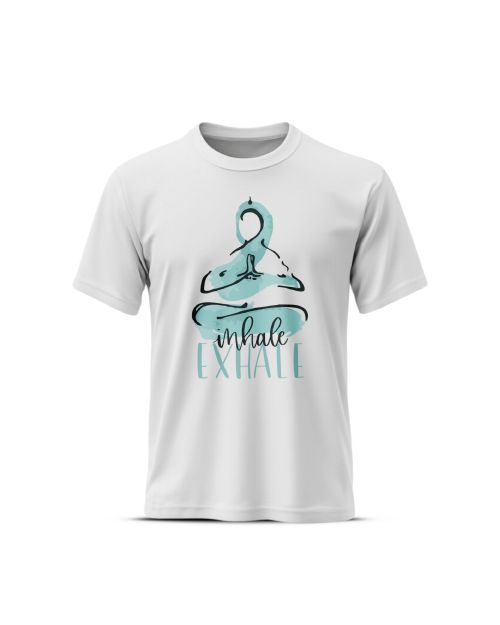 Inhale Exhale Grey's And Blues Pima Round Neck T-Shirt -White