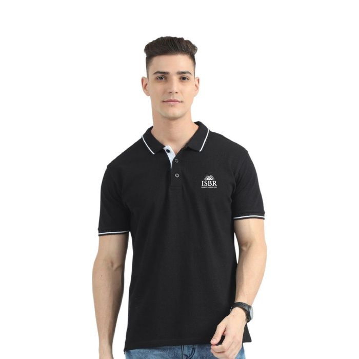Greys&Blues Organic Polo Tshirt- Black with White Tipping