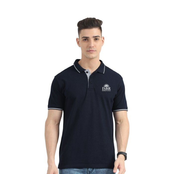 Greys&Blues Organic Polo Tshirt- Navy Blue with White Tipping