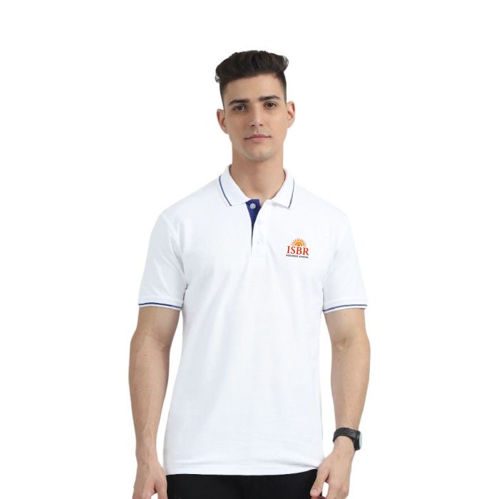 Greys&Blues Organic Polo Tshirt- White with Blue Tipping