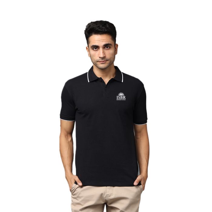 Greys&Blues Pima Collar T-Shirt- Black with White