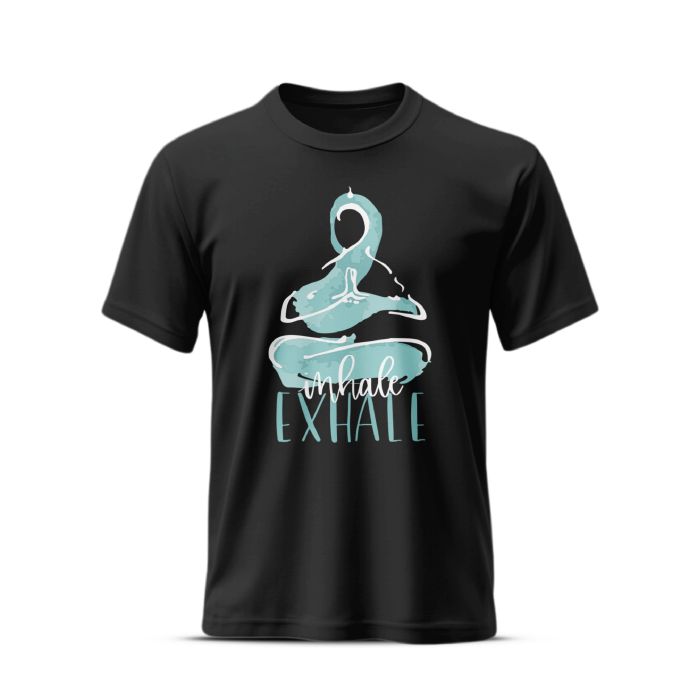 Inhale Exhale Grey's And Blues Pima Round Neck T-Shirt -Black