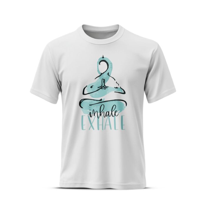 Inhale Exhale Grey's And Blues Pima Round Neck T-Shirt -White