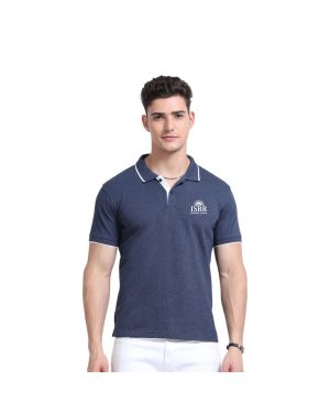 Greys&Blues EcoBlend Polo Tshirt- Navy Melange with White Tipping