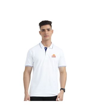Greys&Blues Organic Polo Tshirt- White with Blue Tipping
