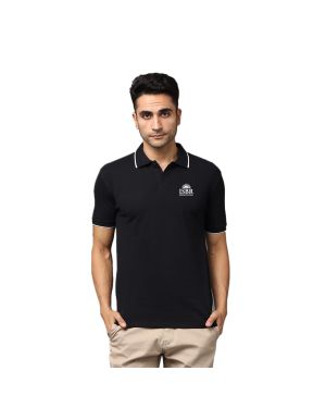 Greys&Blues Pima Collar T-Shirt- Black with White