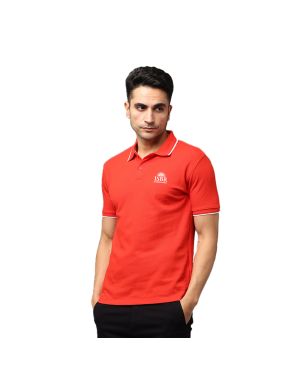 Greys&Blues Pima Collar T-Shirt-Red with White