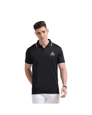 Greys&Blues PrimoKnit Polo Tshirt- Black with White Tipping
