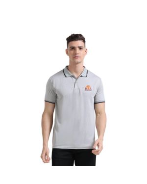 Greys&Blues PrimoKnit Polo Tshirt- Light Grey with Black Tipping