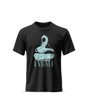 Inhale Exhale Grey's And Blues Pima Round Neck T-Shirt -Black