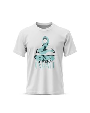 Inhale Exhale Grey's And Blues Pima Round Neck T-Shirt -White